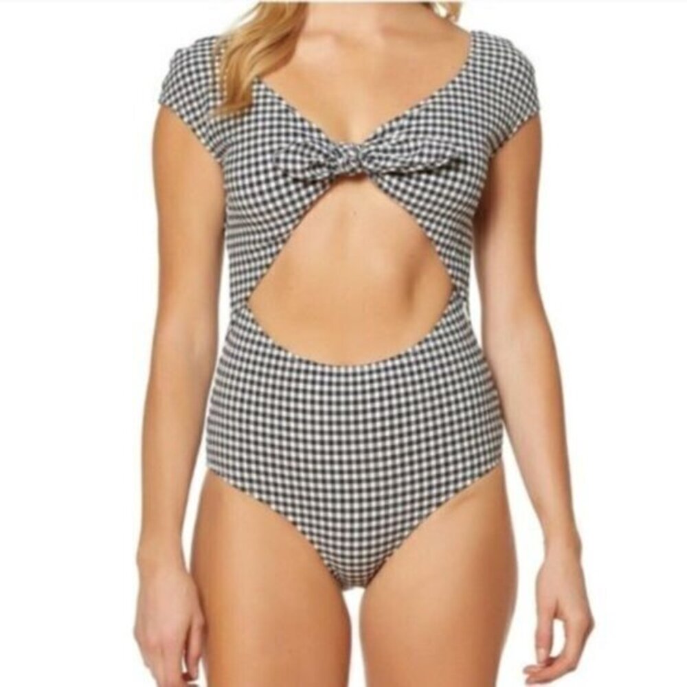 Jessica Simpson Black White‎ Gingham One Piece Swimsuit Size Large